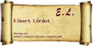 Elbert Lóránt névjegykártya