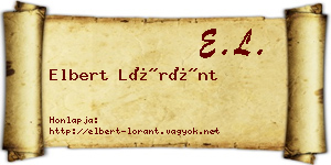 Elbert Lóránt névjegykártya